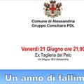 Un anno di fallimento in Comune di Alessandria